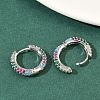 Brass Micro Pave Cubic Zirconia Hoop Earrings EJEW-C181-13P-4
