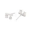 Rhodium Plated 925 Sterling Silver Micro Pave Clear Cubic Zirconia Stud Earring Findings STER-U004-08P-2