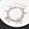 Iron Figaro & Paperclip Chain Double Layers Bracelets Link Bracelets for Women BJEW-A156-01P-3