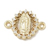 Rack Plating Brass Micro Pave Clear Cubic Zirconia Religion Virgin Mary Connector Charms KK-L224-094G-06-1