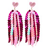 Heart Acrylic & Plastic Glitter Tassel Stud Earrings FS-WGEB983-09-1