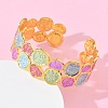 Multicolor Brass Enamel Cuff Bangles for Women BJEW-G787-02G-01-3