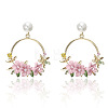 Ring with Flower Alloy & Rhinestone & Polymer Clay Stud Dangle Earrings FS-WGDD86E-04-1