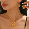 Brass Hollow Flower Hoop Earrings & Pendant Necklaces Sets for Women JE0471-4