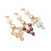 7Pcs 7 Styles Natural Mixed Gemstone with Pearl Dangle Pendants PALLOY-JF05223-2