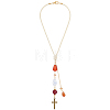 2Pcs Glass Bead & Natural Red Agate & Natural Carnelian & Alloy Car Pendant Decorations HJEW-DR00300-1