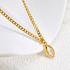 304 Stainless Steel Pave Cubic Zirconia Horse Eye Pendant Necklaces for Women WG2E402-03-1