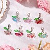 7Pcs Glass Flower Leaf Pendant Decoration HJEW-JM02787-02-2