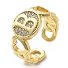 Brass Micro Pave Clear Cubic Zirconia Open Cuff Rings for Women RJEW-K289-02G-B-4