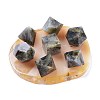 No Hole/Undrilled Natural Labradorite Beads Home Display Decorations with Natural Agate Bases G-H240-01F-1