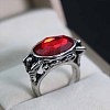 Men's Fashion Faceted Glass Ring Zinc Alloy Hip-hop Ring WA6596-4-1