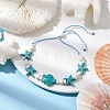 Turtle & Starfish Dyed Synthetic Turquoise Slider Bracelets BJEW-JB10279-02-4