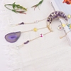 Copper Wire Wrapped Natural Amethyst Chips Moon Suncatcher HJEW-H065-10C-2