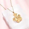 304 Stainless Steel Flower Pendant Cable Chain Necklaces for Men Women NJEW-K308-05F-G-1