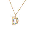 Brass Pave Colorful Cubic Zirconia Initial Pendant Necklaces for Women FS-WG02860-04-1