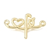 Brass Heart with Letter Fe Links Connector Charms KK-C263-27A-G-1