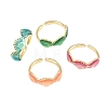Brass Enamel Cuff Open Rings KK-CBA960E-16G-4