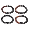 Natural & Synthetic Mixed Gemstone & Wood Cross Beaded Stretch Bracelet BJEW-JB09623-1