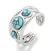 304 Stainless Steel Synthetic Turquoise Cuff Rings G-Z056-06P-02-1