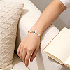 Summer Natural Shell Heart & Evil Eye & Brass Round Beaded Bracelets with Stainless Steel Chains NH4059-1