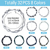32Pcs 8 Styles Polyester & Spandex Cord Braided Bead Bracelets BJEW-TAC0064-4