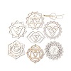 DIY Unfinished Bohemian Meditation Energy Symbol Wood Pendant Decoration Kits DIY-B060-02-2