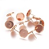 304 Stainless Steel Stud Earrings Findings X-STAS-P227-38RG-B-1