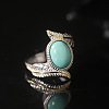 Oval Synthetic Turquoise Finger Rings FS-WGBAF9A-01-1