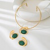 Oval Alloy & Acrylic Pendant Necklaces & Stud Earrings Sets FS-WG74623-01-4