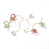 Glass Beaded Butterfly Cuff Earrings with Acrylic Pearl EJEW-JE04828-5