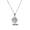 Brass Crystal Rhinestone Sunflower Pendant Necklaces JV9575-3