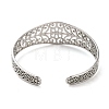 Hollow Out 304 Stainless Steel Flower Pattern Cuff Bangles BJEW-G694-06P-3