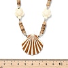 3Pcs 3 Styles Ocean Theme Spray Painted Opaque Acrylic Starfish Shell Conch Shape Pendant Synthetic Turquoise & Coconut & Electroplate Glass Braided Bead Necklaces NJEW-JN06203-5