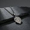 Vintage 304 Stainless Steel Embossed Leaf Pendant Necklaces for Men WGF3091-01-3
