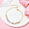 Natural Dyed Freshwater Shell Nuggets Beaded 304 Stainless Steel Cable Chain Anklets for Women AJEW-AN00827-03-1