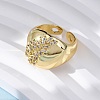 Brass Micro Pave Clear Cubic Zirconia Cuff Rings for Women RJEW-U043-03G-3