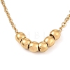 304 Stainless Steel Cable Chain Round Beads Pendant Necklaces for Women NJEW-Z047-02G-2