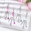 2 Pairs Moon with Star Natural Quartz Crystal Dangle Earrings EJEW-JE06763-1