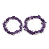 Natural Amethyst Chip Beaded Stretch Bracelet X-G-H294-01B-02-1
