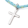 201 Stainless Steel Cross Charm Bracelets BJEW-JB13463-3