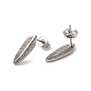 Stainless Steel Feather Stud Earrings EJEW-C099-11P-3