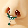 Gothic 316 Surgical Stainless Steel Enamel Green Bat Nose Ring with Drop Charms for Men and Women Party Jewelry YQ2645-3