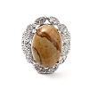 Natural Picture Jasper Adjustable Rings RJEW-P043-04P-24-2