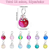 120Pcs 12 Colors Round Crackle Glass Pendants PALLOY-BM00015-2