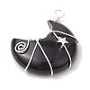 Natural Obsidian Copper Wire Wrapped Pendants PALLOY-JF02686-02-3