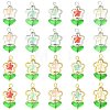 10Pcs 5 Colors Flower Glass Pendants PALLOY-FS00078-2