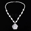 Natural Quartz Crystal Flower Pendant Necklaces NJEW-N064-08B-3