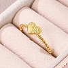 Heart 304 Stainless Steel Open Cuff Rings for Women RJEW-G338-14G-3