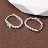 Oval 925 Sterling Silver Micro Pave Clear Cubic Zirconia Hoop Earrings EJEW-K317-09P-2