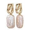 Rectangle Natural Keshi Pearl Dangle Stud Earrings EJEW-JE06975-2